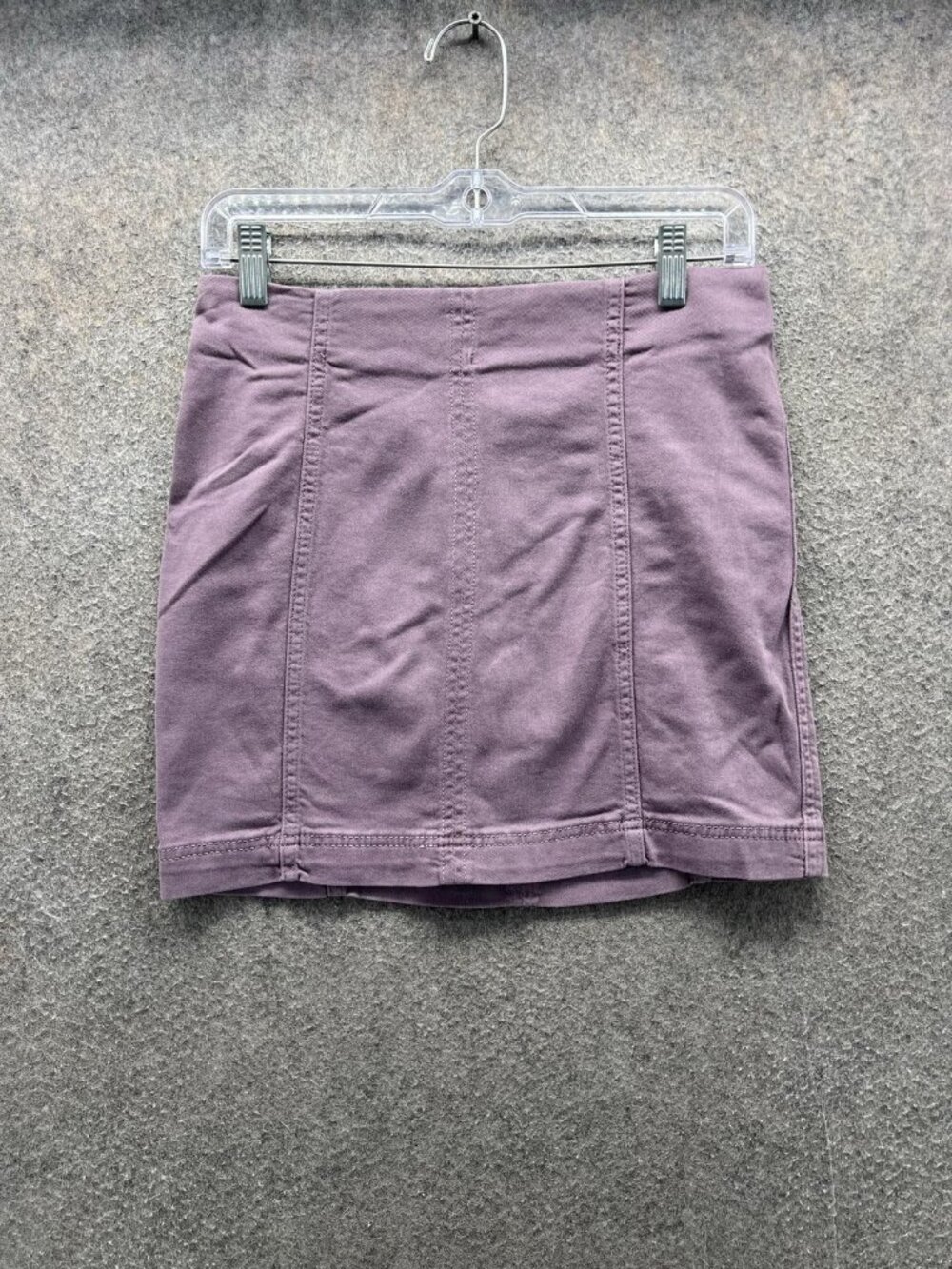 Free People Skirt Womens 6 Purple Denim Solid Mini Zip Stretch Casual Cotton